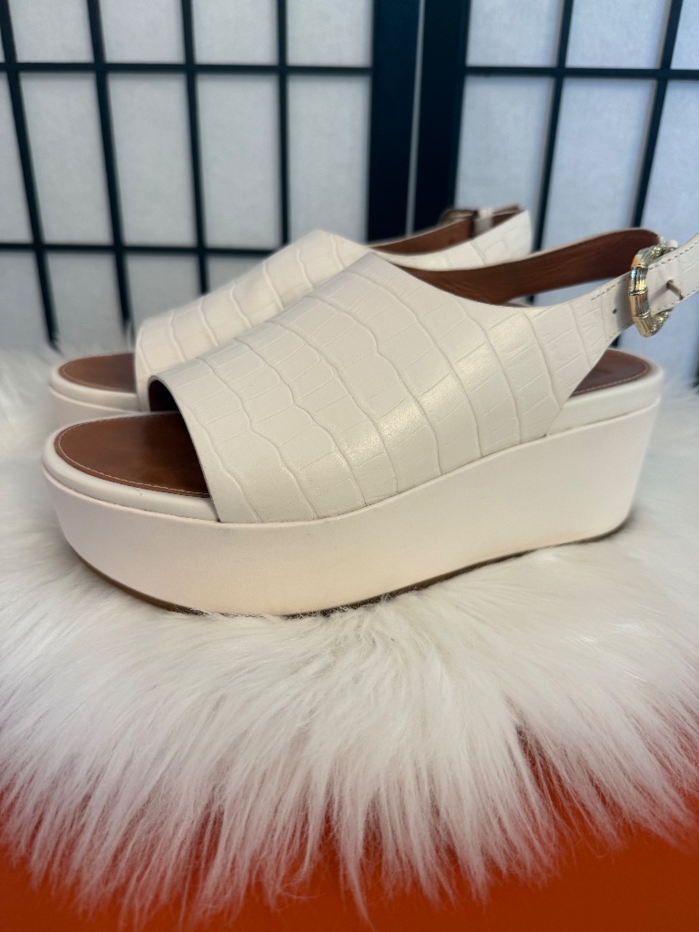 FitFlop Eloise Leather Crocodile Slingback Wedge Sandals - Picture 3 of 5